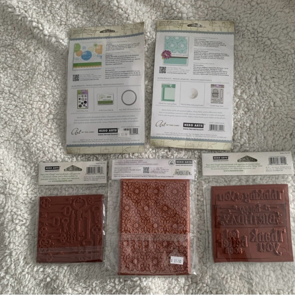 Hero Arts Clings Stamps Set of 5 New in Packages Black Rubber Creative